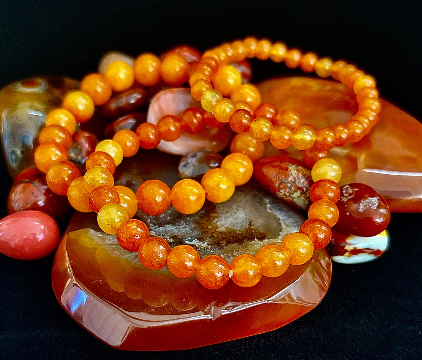 Pulsera de cristal de piedra solar naranja – Alegría, confianza y curación del chakra solar