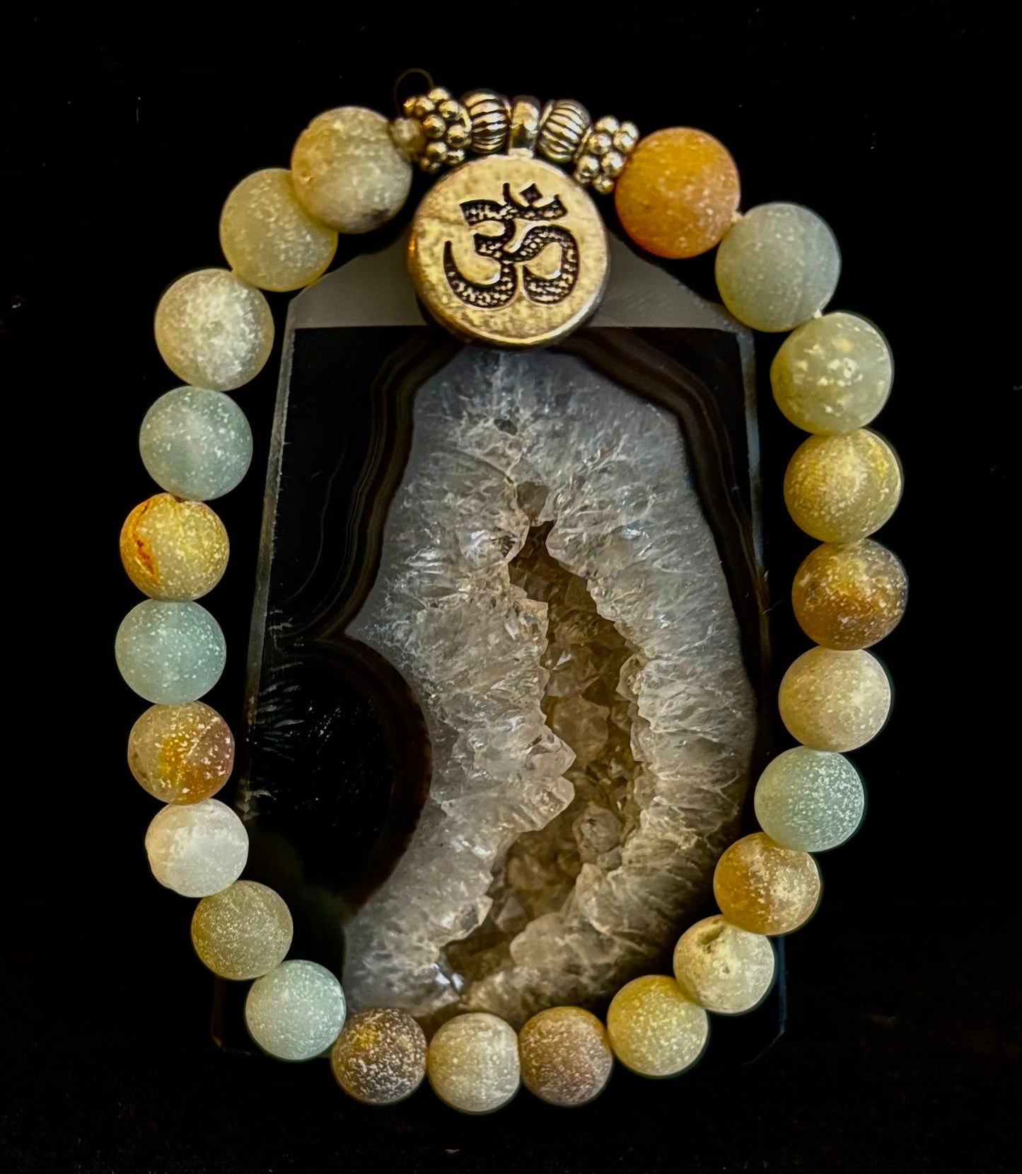 Pulsera de chakras curativos de amazonita – 3 opciones de dijes: Loto, Buda u Om
