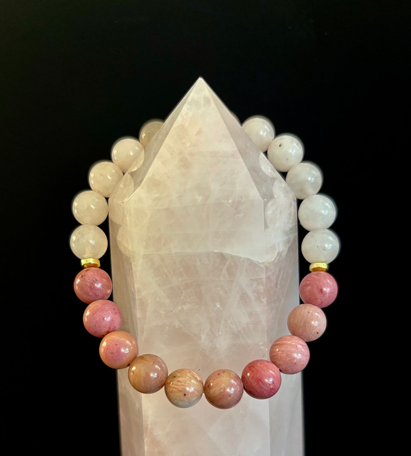Pulsera de Cuarzo Rosa y Rodonita – Amor, Compasión y Sanación Emocional 💗✨