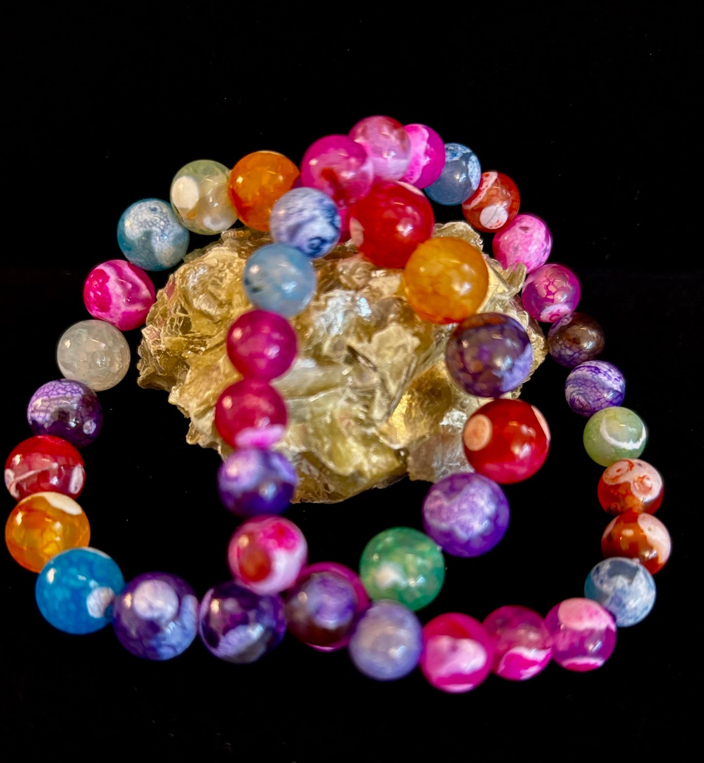 Pulsera de ágata veteada de dragón arcoíris