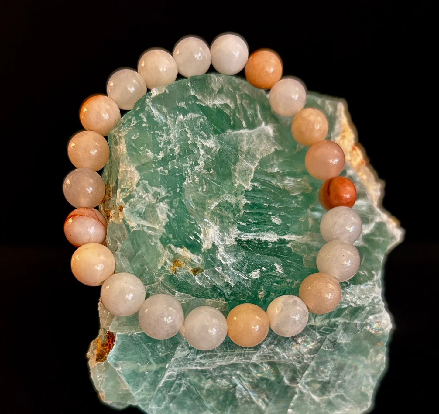 Pulsera de Ágata Flor hecha a mano – Cuentas de Piedra Natural de 8mm para Muñecas Pequeñas a Medianas