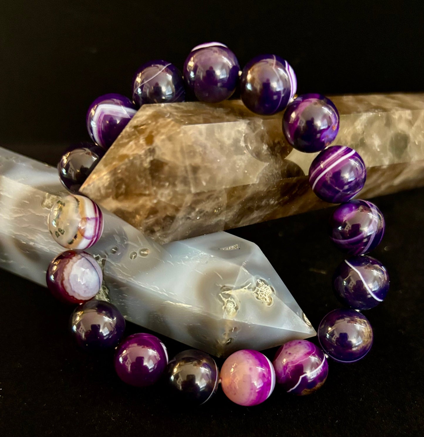 Pulsera Curativa de Amatista Natural – Cuentas de 8mm, 10mm o 12mm