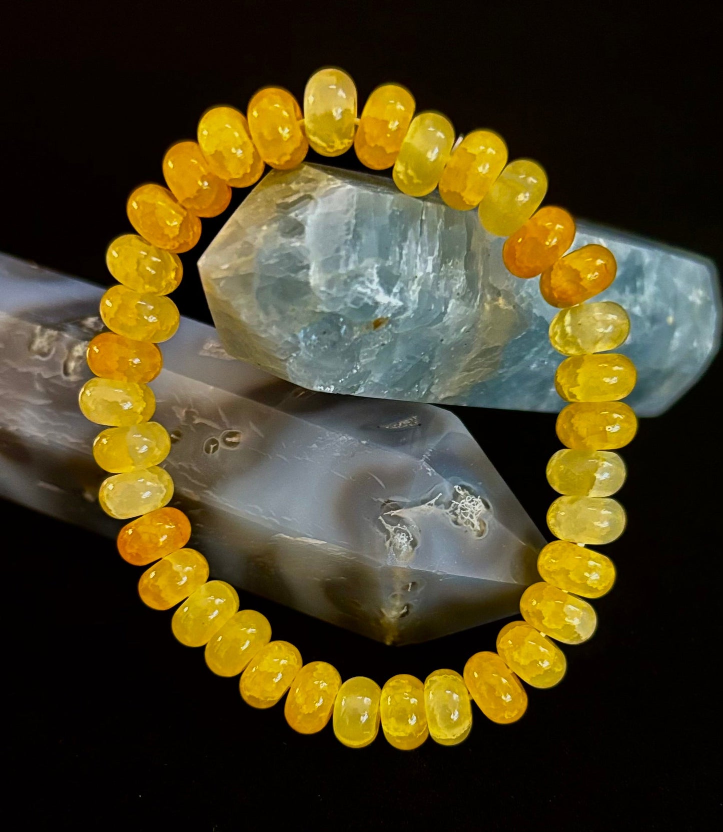 Pulsera Rondel de Ágata Amarilla – Alegría, Confianza y Claridad Mental | Muñecas Medianas