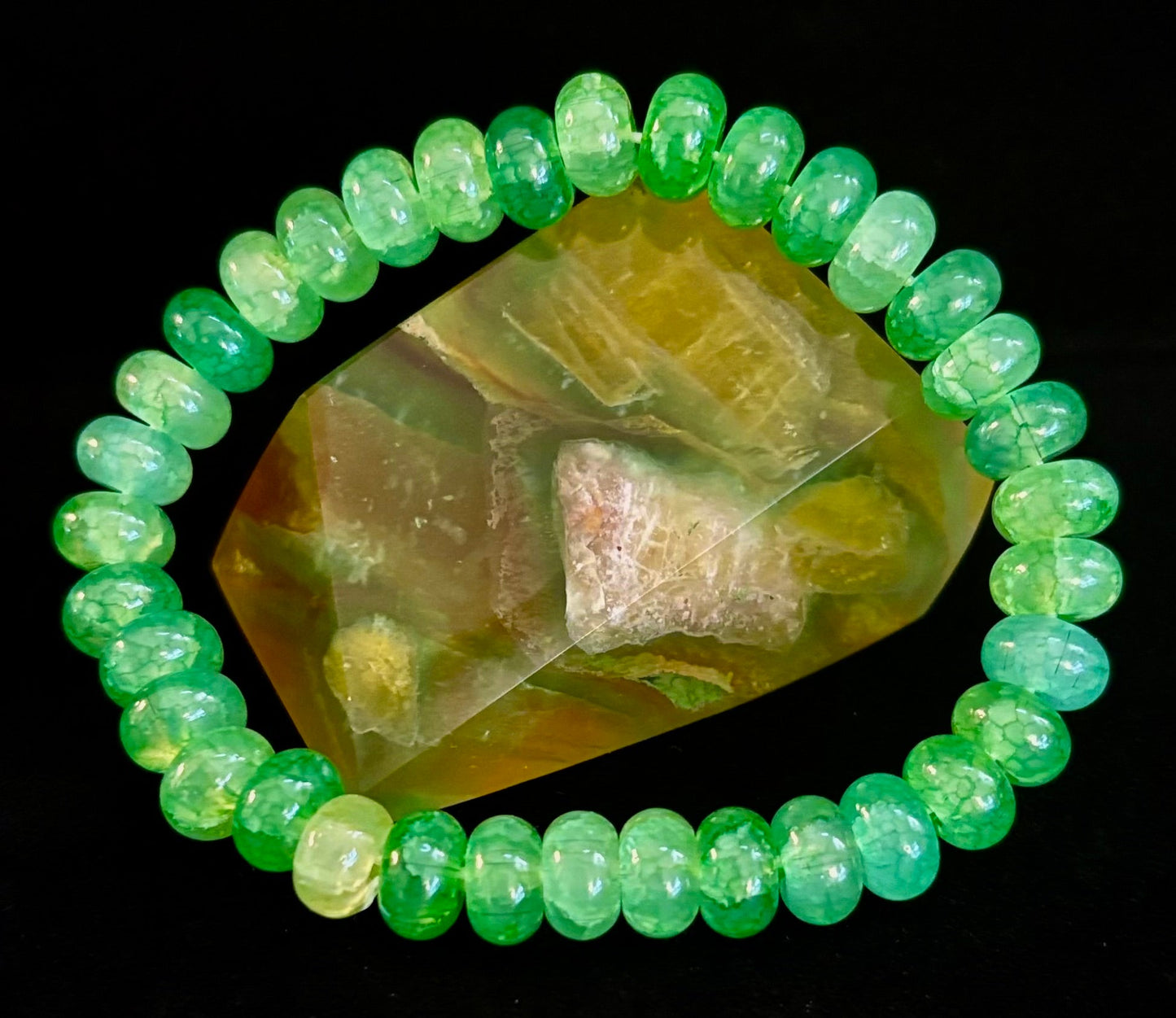 Pulsera de Rodel de Ágata Verde – Fuerza Calmante y Abundancia | Muñecas Medianas
