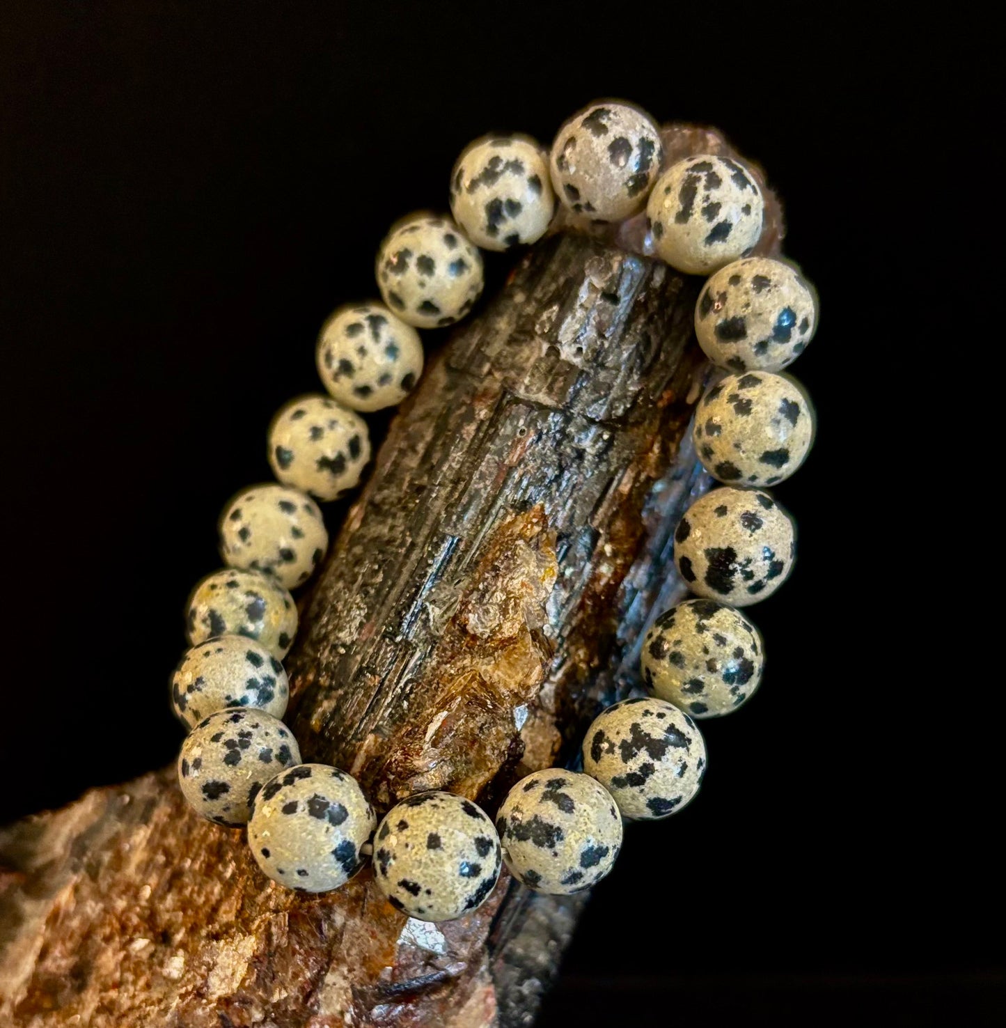 Pulsera de Jaspe Dálmata Protección y Alegría – Cuentas de Piedra Natural de 8mm o 10mm