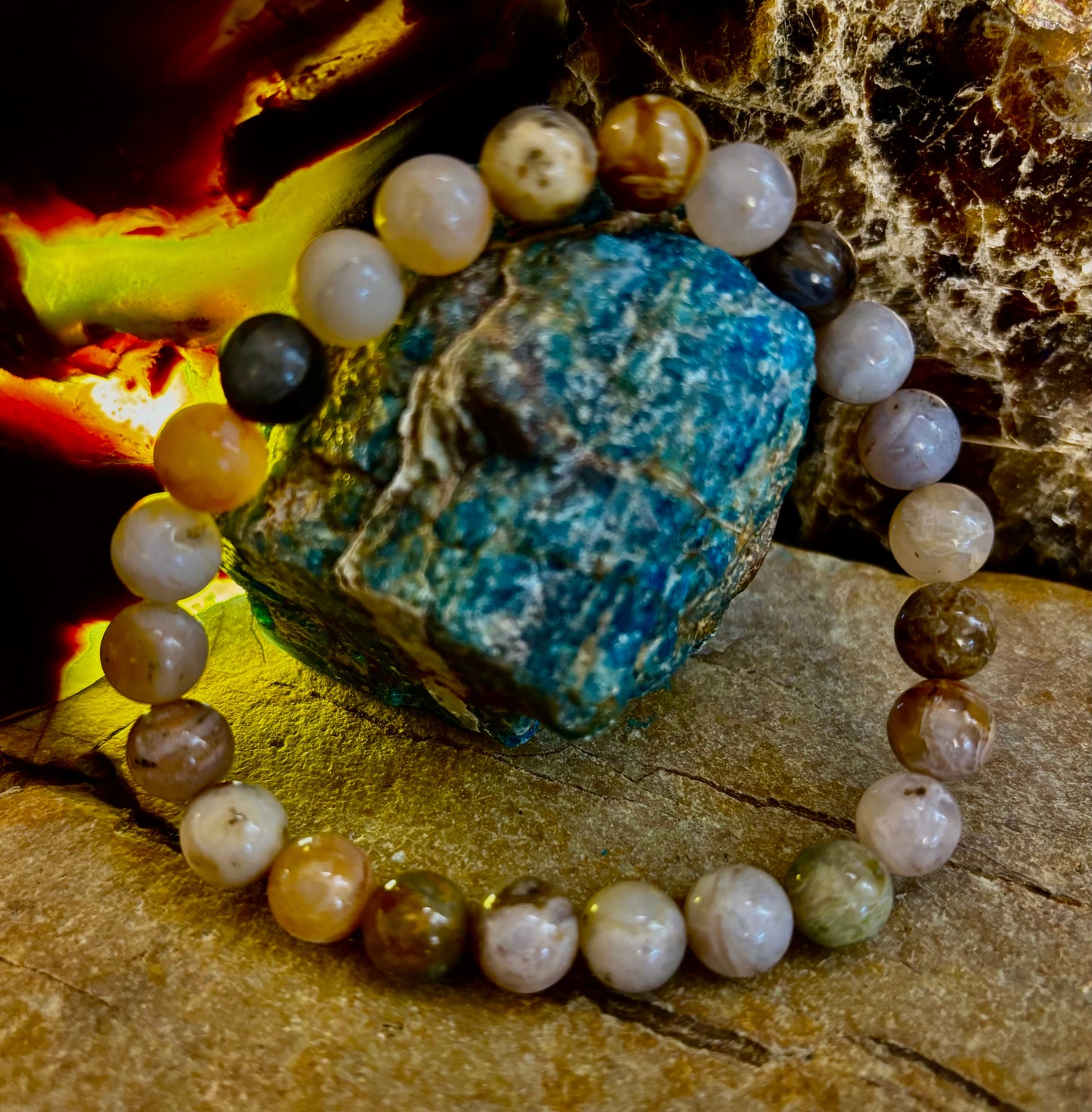 Pulsera de Cuentas Energéticas de Jaspe Bambú – Fuerza • Enraizamiento • Estabilidad (8mm, Muñecas Grandes)