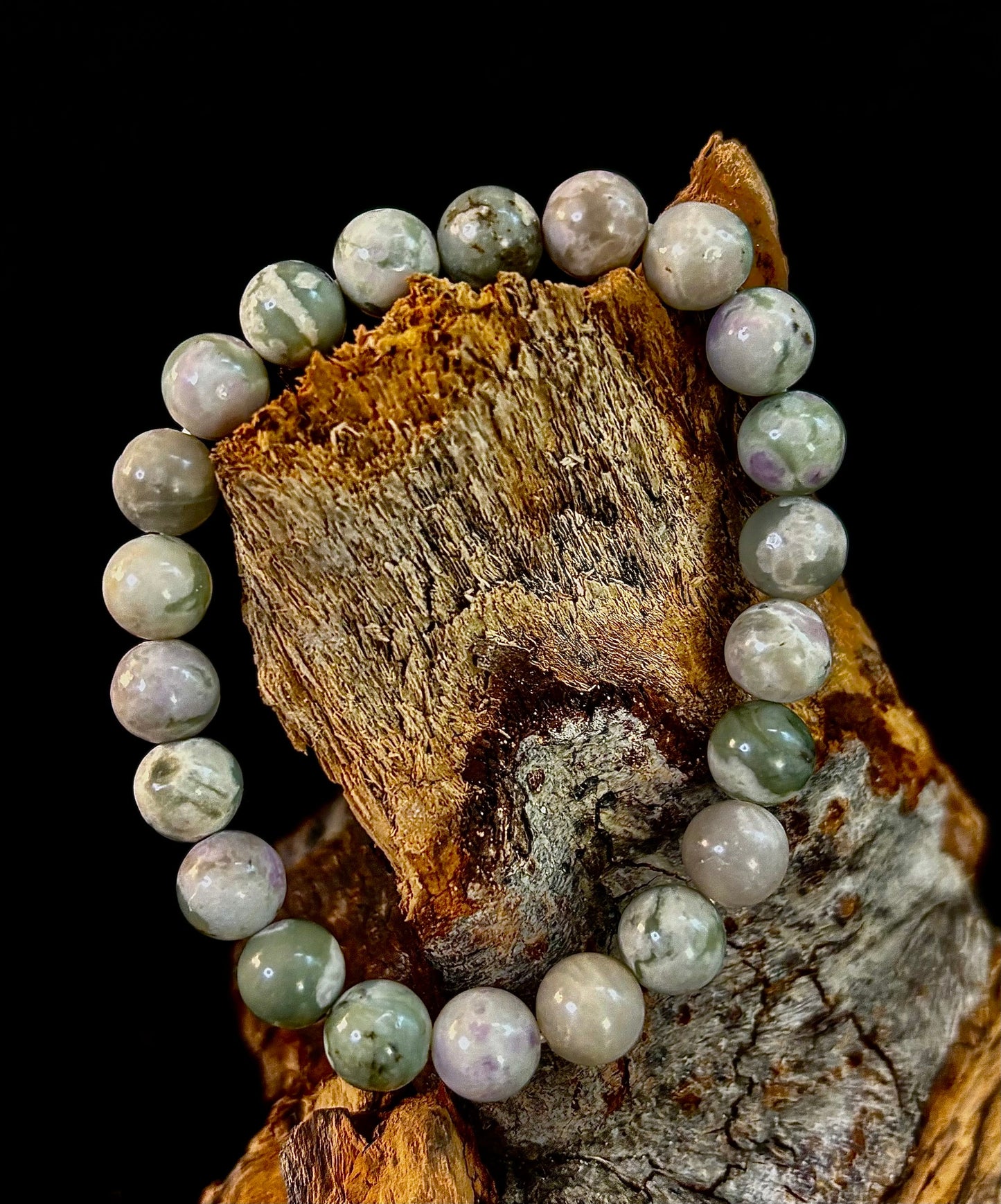 Pulsera Curativa de Jade de la Paz – Piedra Calmante de 8mm para Muñecas Medianas