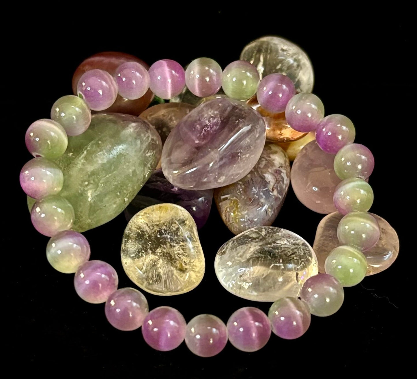 Pulsera de fluorita arcoíris de ensueño | Claridad + Calma | Cuentas de 8 mm (Muñeca mediana)