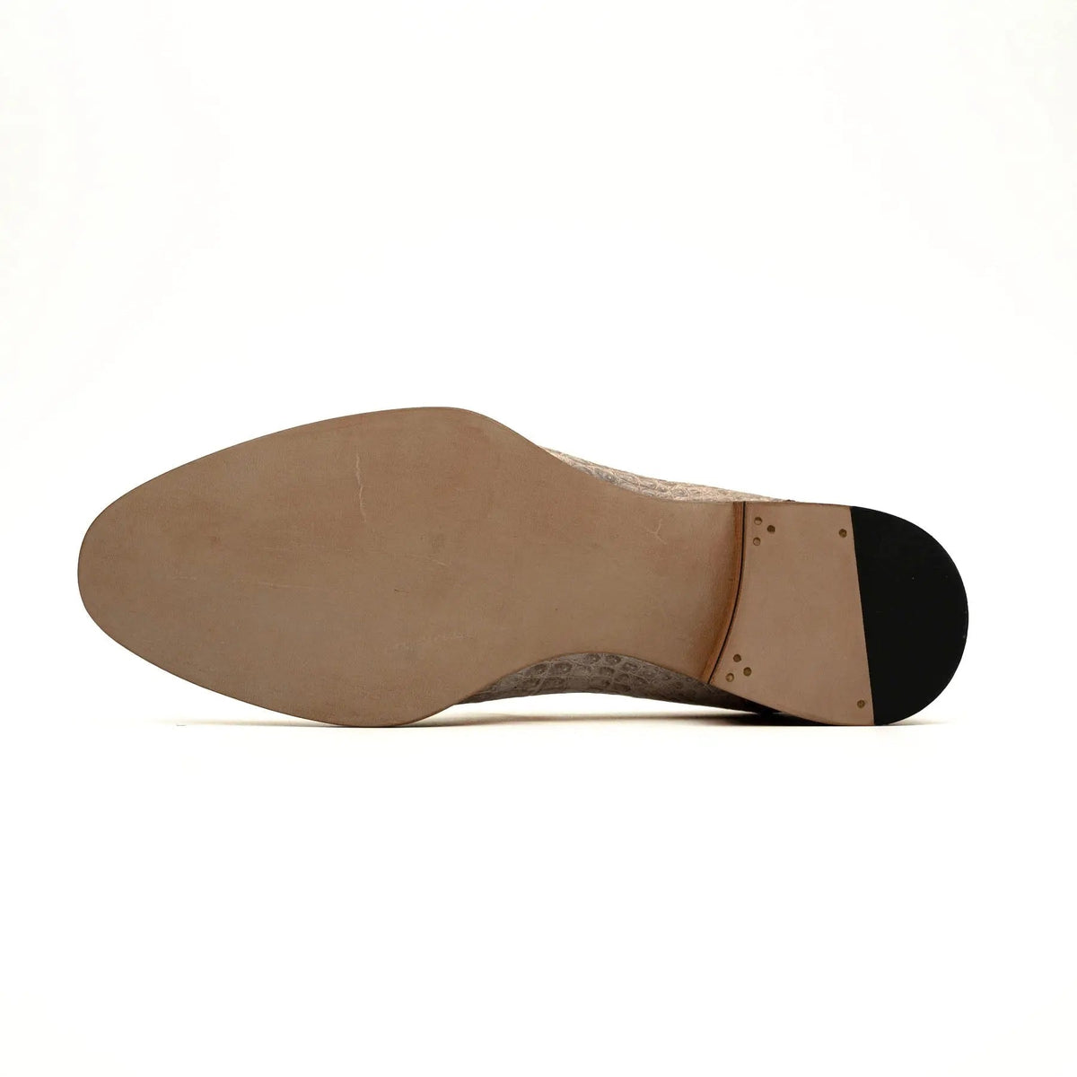 White Apron-Toe Crocodile Leather Loafers
