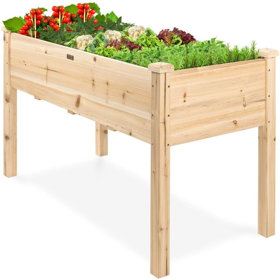 Cama de jardín elevada de madera estilo rústico de 48x24x30 pulgadas Soporte de jardinera elevada