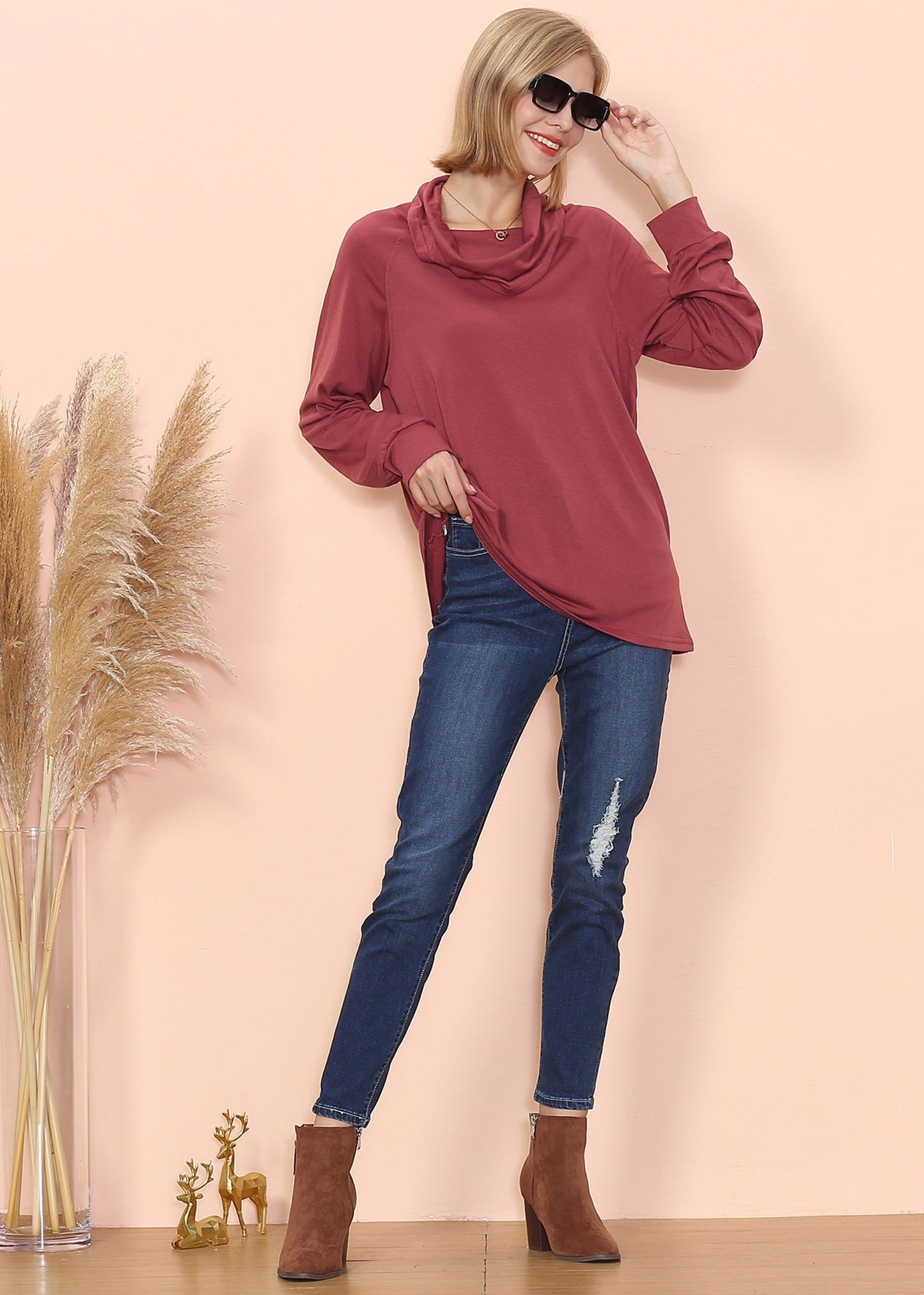 Jersey de manga larga con cuello desbocado