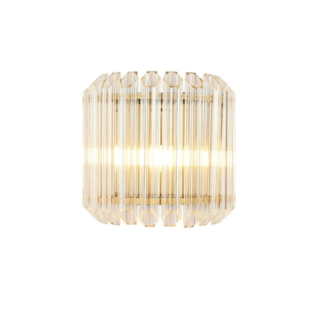 Aplique de pared moderno de latón con varillas de cristal