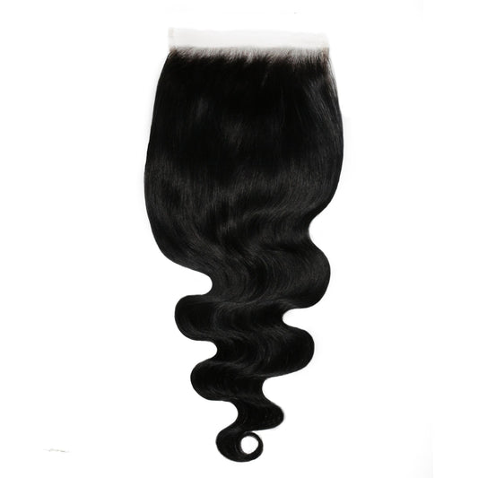 Cierre de cabello humano con onda corporal y encaje HD 6x6 negro azabache