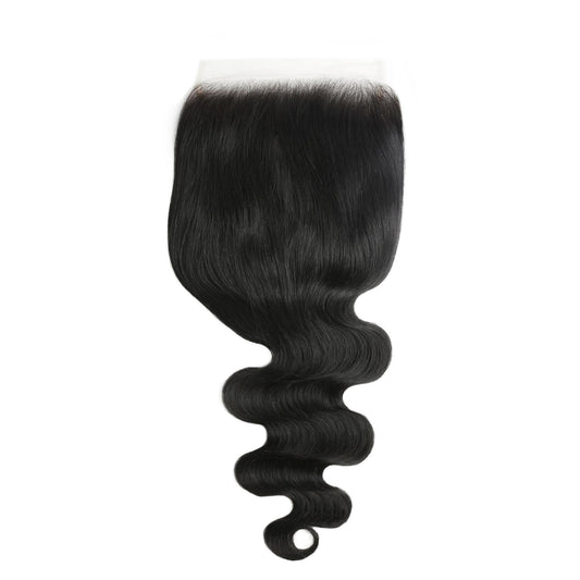 Cierre de cabello humano con encaje HD 7x7 ondulado color negro azabache