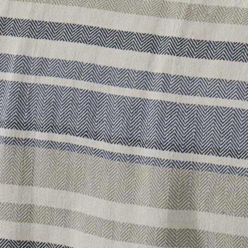 Manta Ligera de Algodón con Rayas Chevron, Color Azul Marino, Beige y Crema, Tamaño King