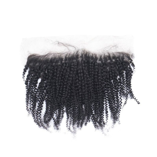 Frontal de Cabello Humano Rizado Afro Tipo Kinky con Encaje Transparente 13x4