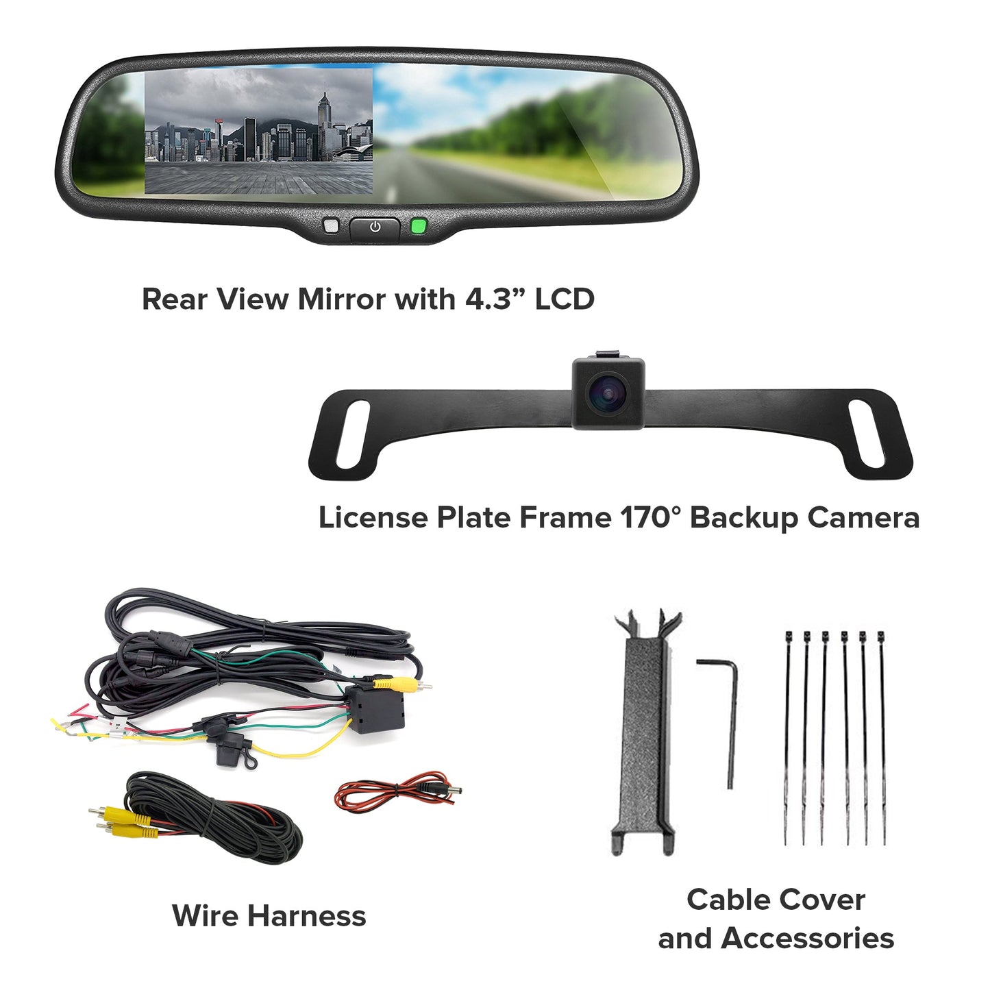Master Tailgaters 10.5" Rear View Mirror with 4.3" LCD Screen and 170° Backup Camera | Rearview Universal Fit | Auto Adjusting Brightness LCD | Anti Glare | Full Original Mirror Replacement