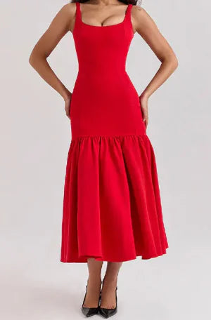 Magda Midi Dress - Elegant Sleeveless Backless Style