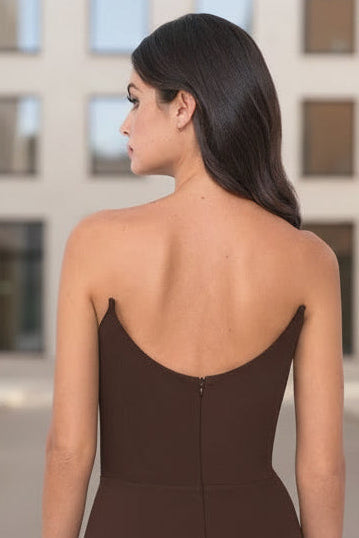 Daris Gown - Chocolate - Cat-Eye Scoop Neckline Dress