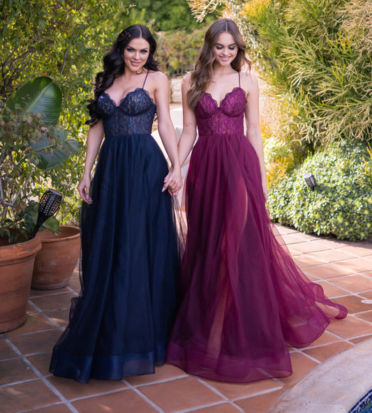 Dani Gown - Navy - Lace & Tulle A-line Dress