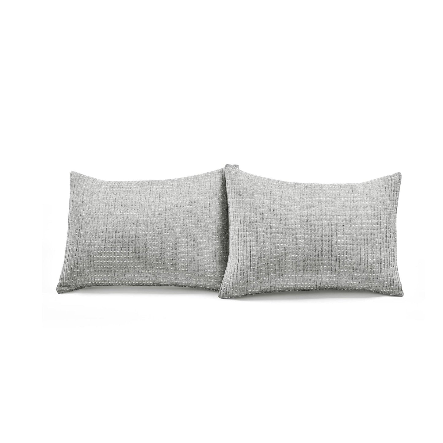 Juego de colcha reversible de algodón tejido de 3 piezas tamaño Full/Queen en gris crema