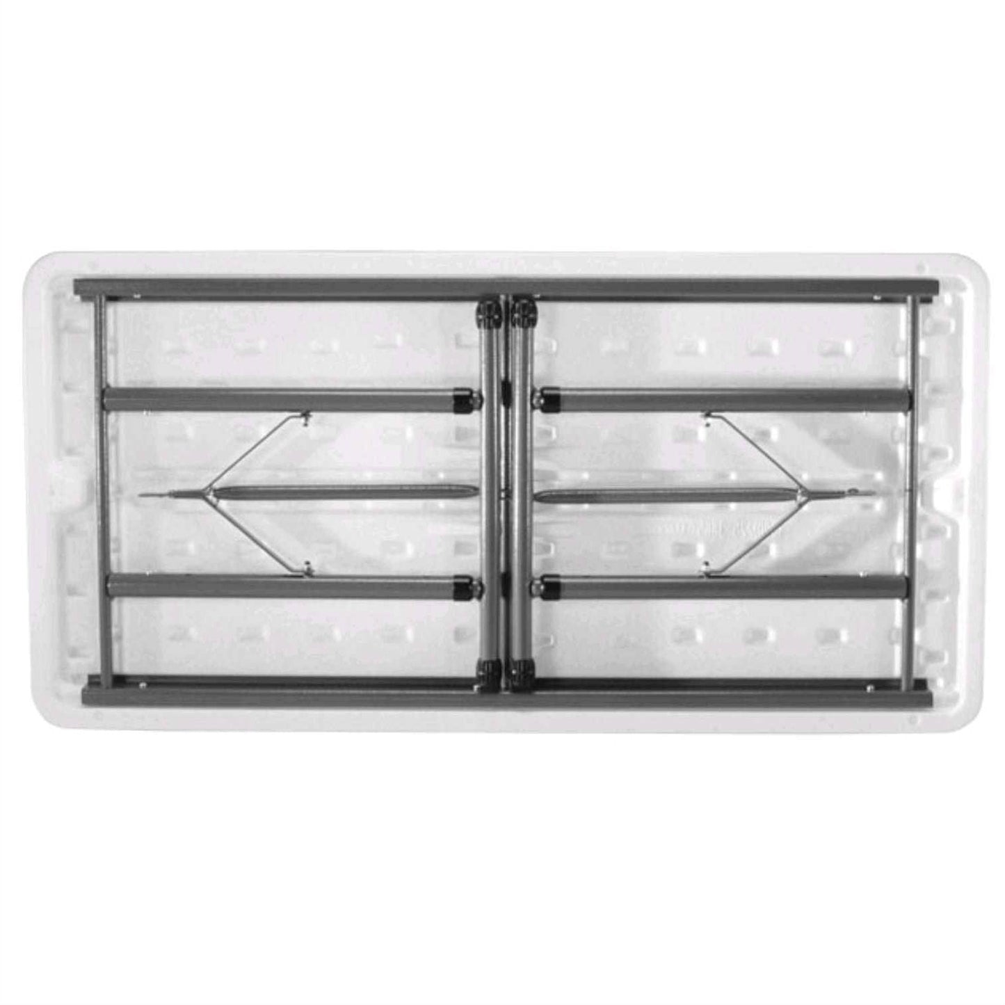 Mesa plegable comercial de 4 pies con altura ajustable y superficie de HDPE blanco