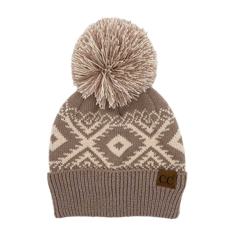 Gorro de punto C.C® Aztec con pompón
