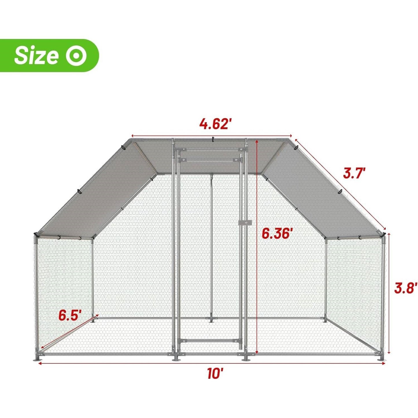 Gallinero metálico exterior transitable de 3 x 2 m con cubierta impermeable