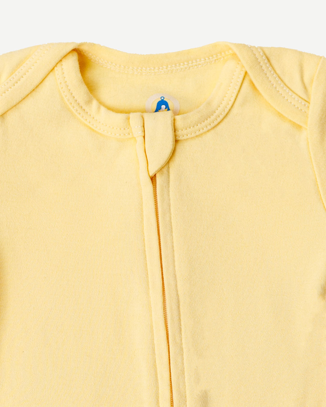 Long Sleeve Zipper Bodysuit in Lemon, 0-3M