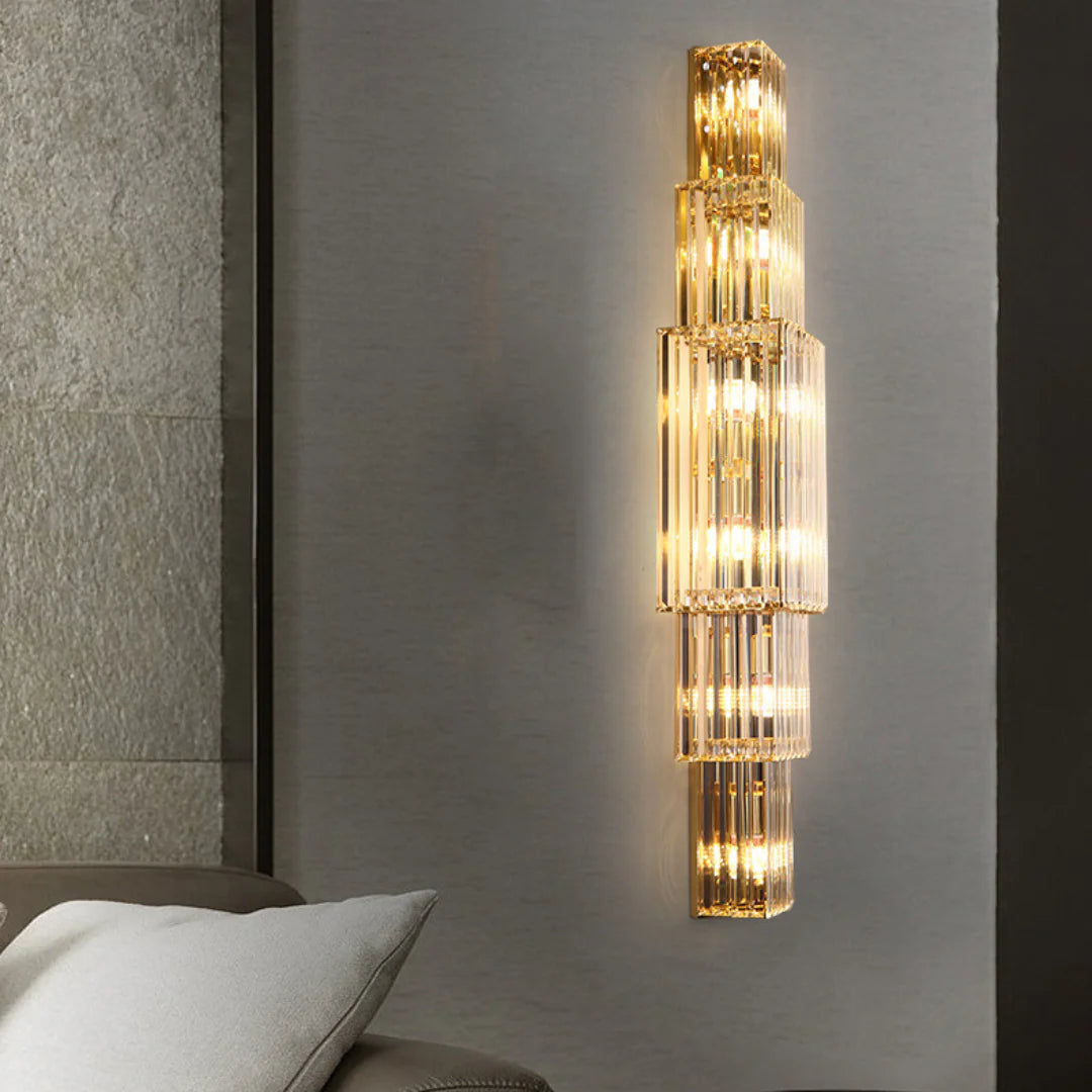 Lámpara de pared de cristal en capas de lujo ligero
