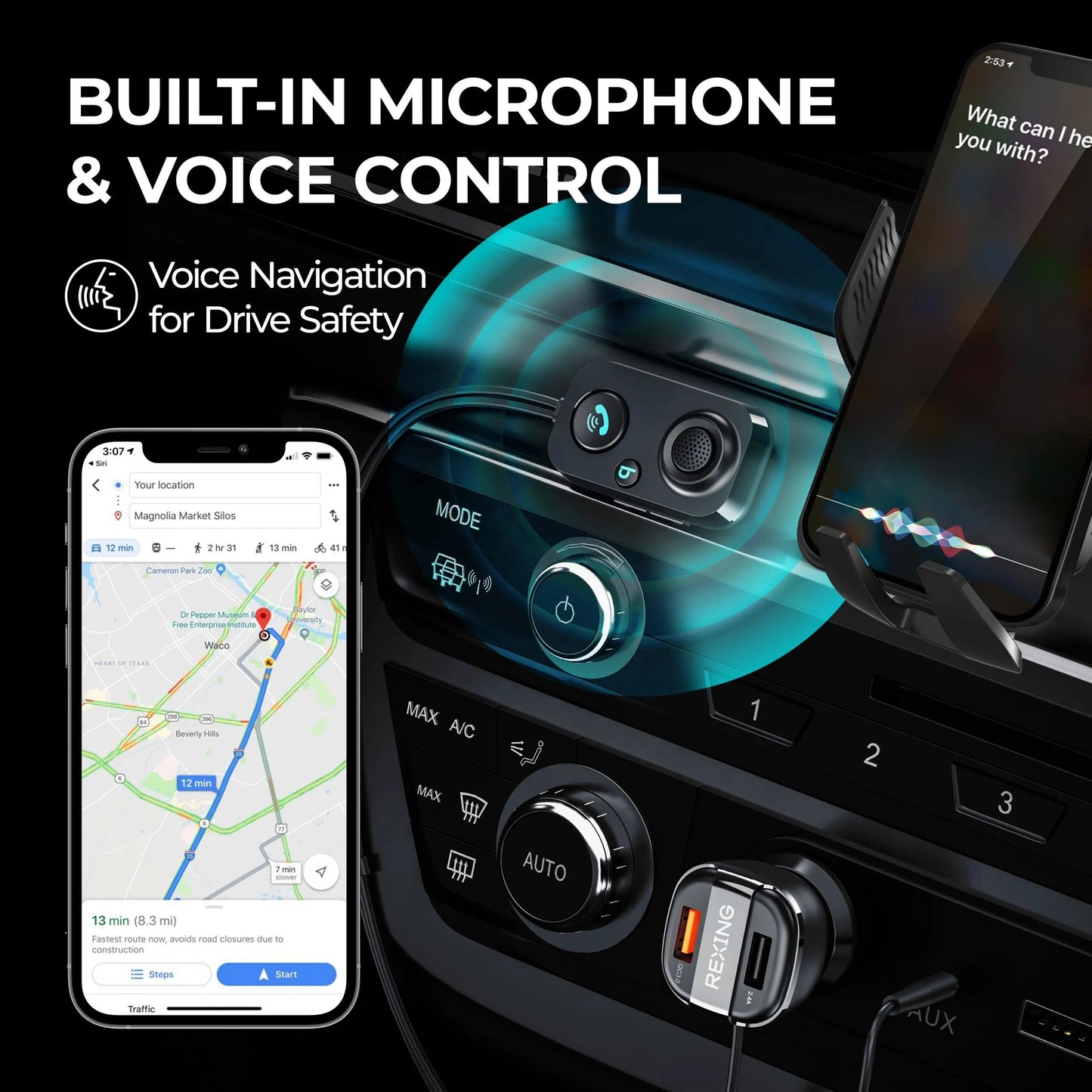 Receptor Bluetooth Mini Rexing AUX2 para coche con Bluetooth 5.1