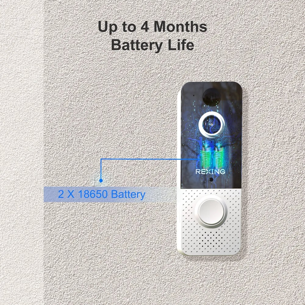 Rexing SDB1 + Timbre de video inteligente inalámbrico con cámara y garantía gratuita de 2 años, grabación de 1080p con WiFi