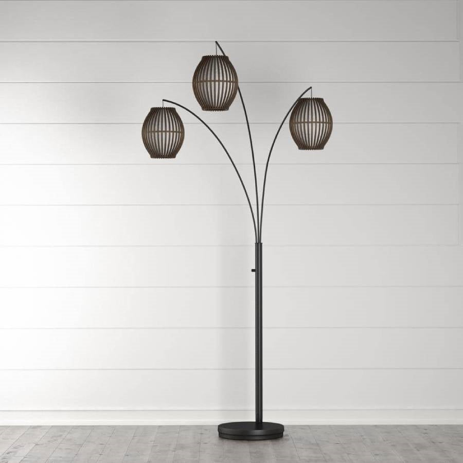 Lámpara de pie de arco bohemia moderna de mediados de siglo de 82 pulgadas con 3 luces de barril