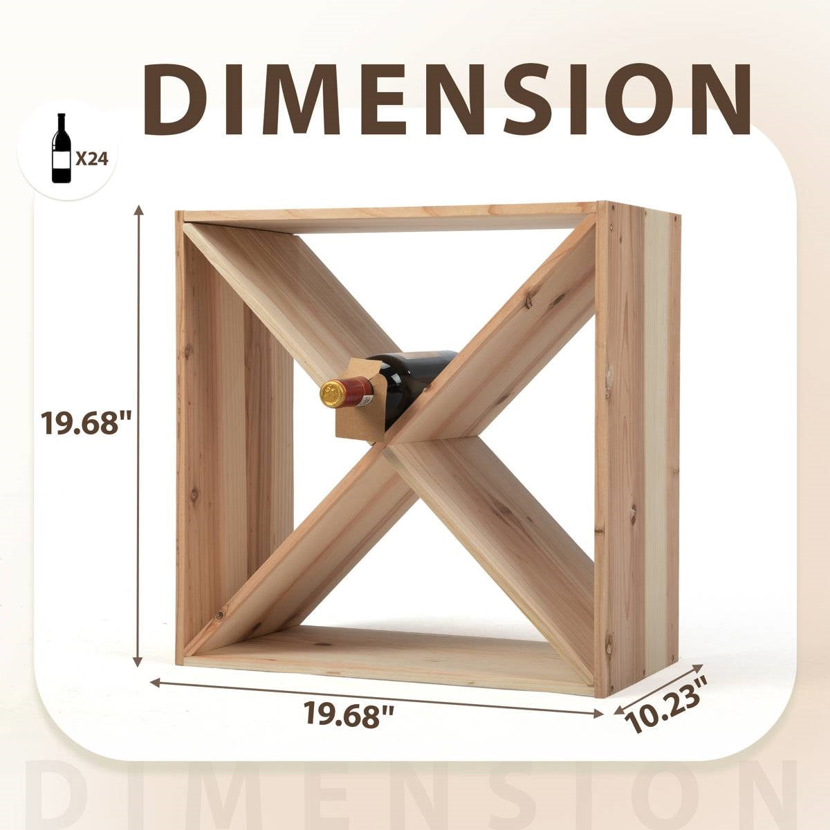 Botellero Modular Apilable de Madera Maciza para 24 Botellas