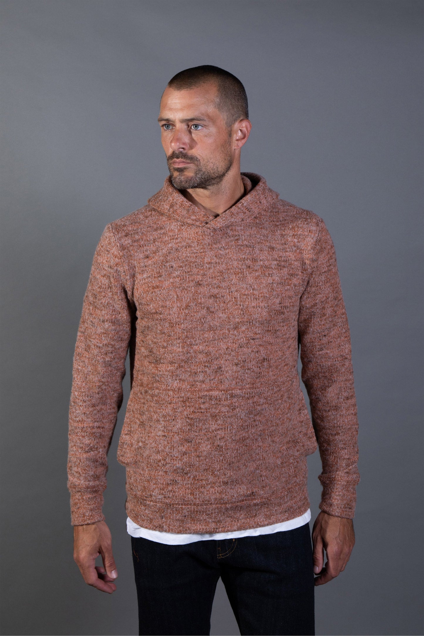 Sudadera con capucha de punto suave jaspeado para hombre
