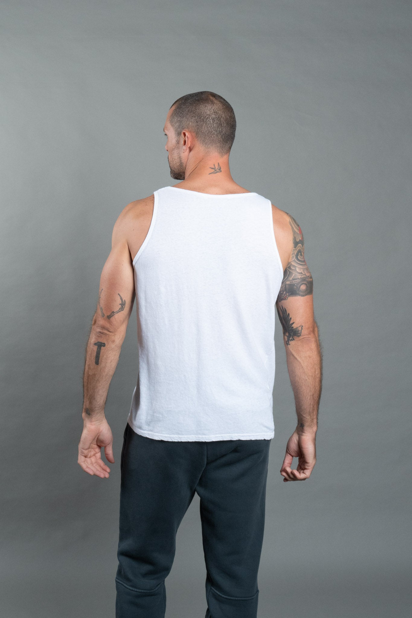 Camiseta sin mangas de algodón y lino para hombre