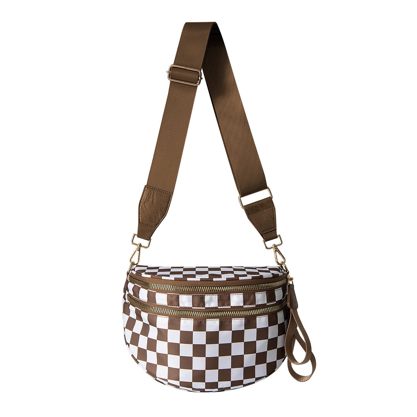 Bandolera Frankie Oversize con Doble Cremallera y Estampado Media Luna