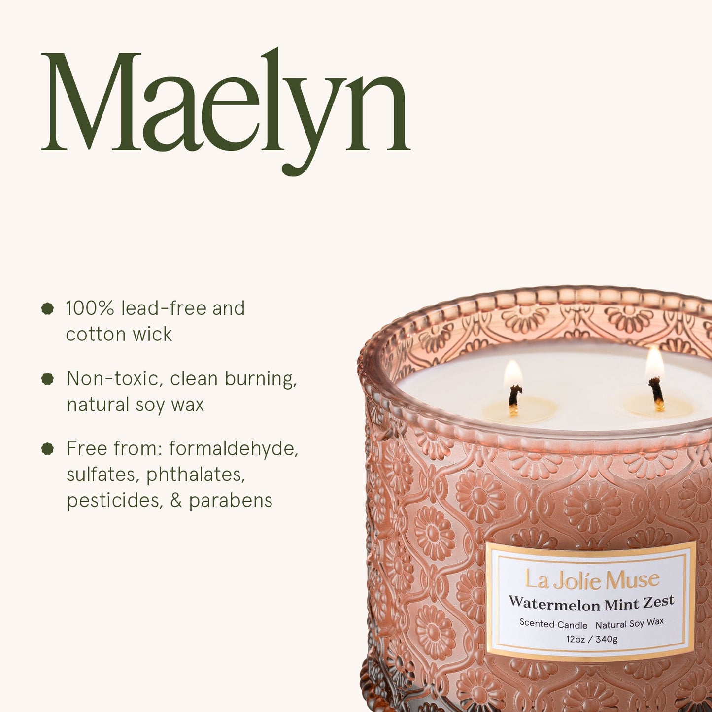 Maelyn - Watermelon Mint Zest 12oz Candle