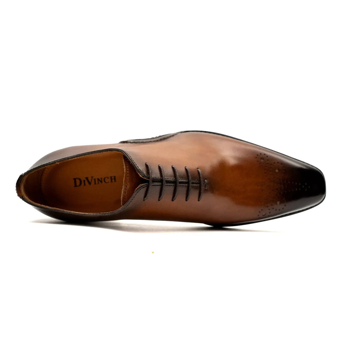 Tan Square-Toe Calf Leather Oxford Shoes