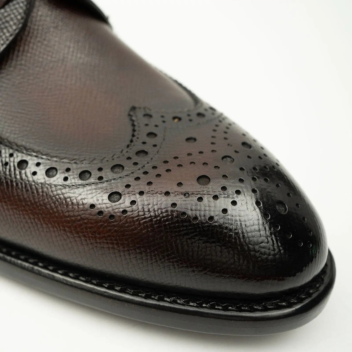Brown Wingtip Calf Leather Oxford Shoes
