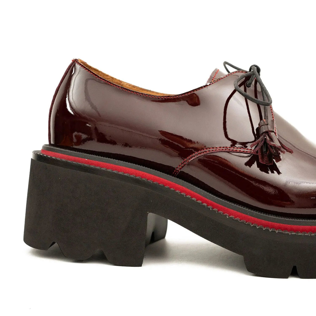 Wine Red Calf Leather Derby Shoes