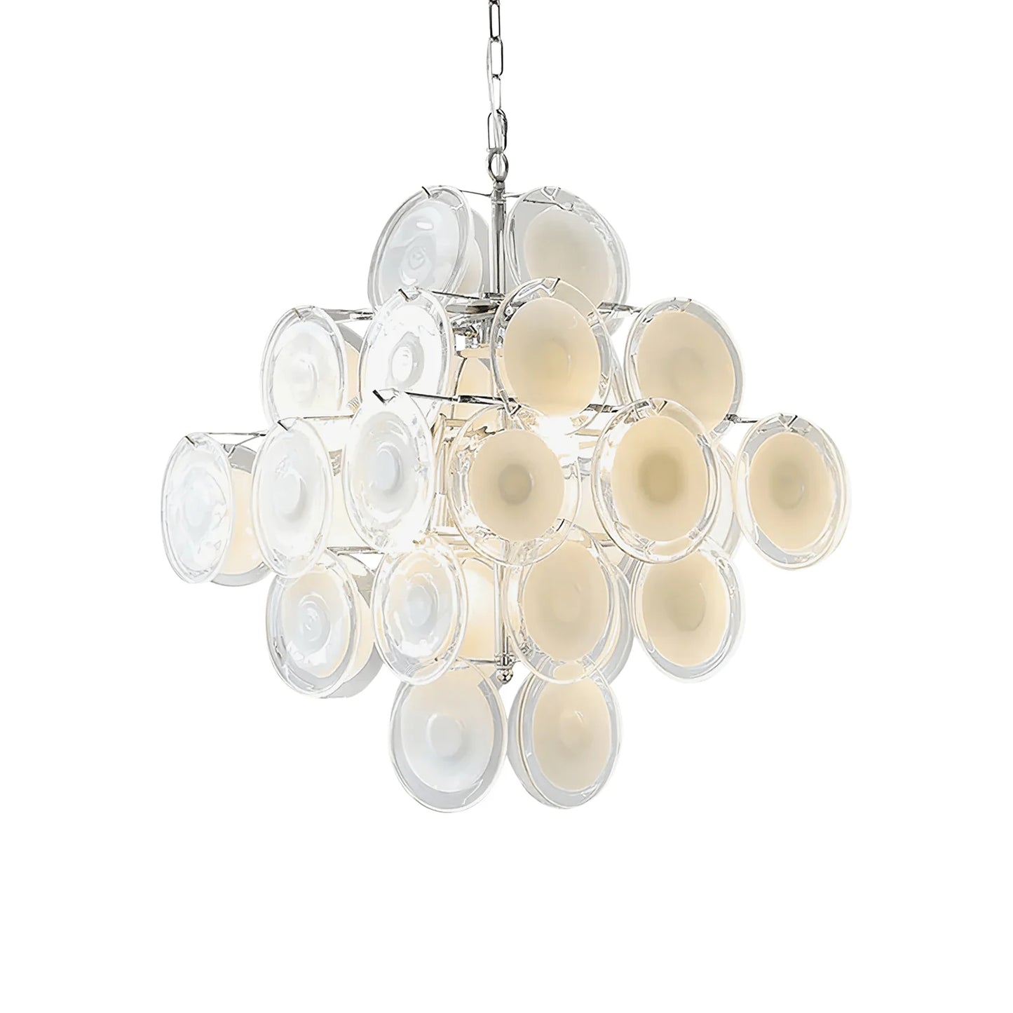 Lámpara de araña de cristal blanco transparente Murano Disc