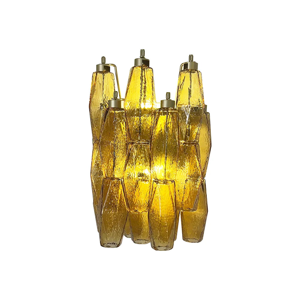 Apliques de pared de cristal ámbar Murano Poliedri