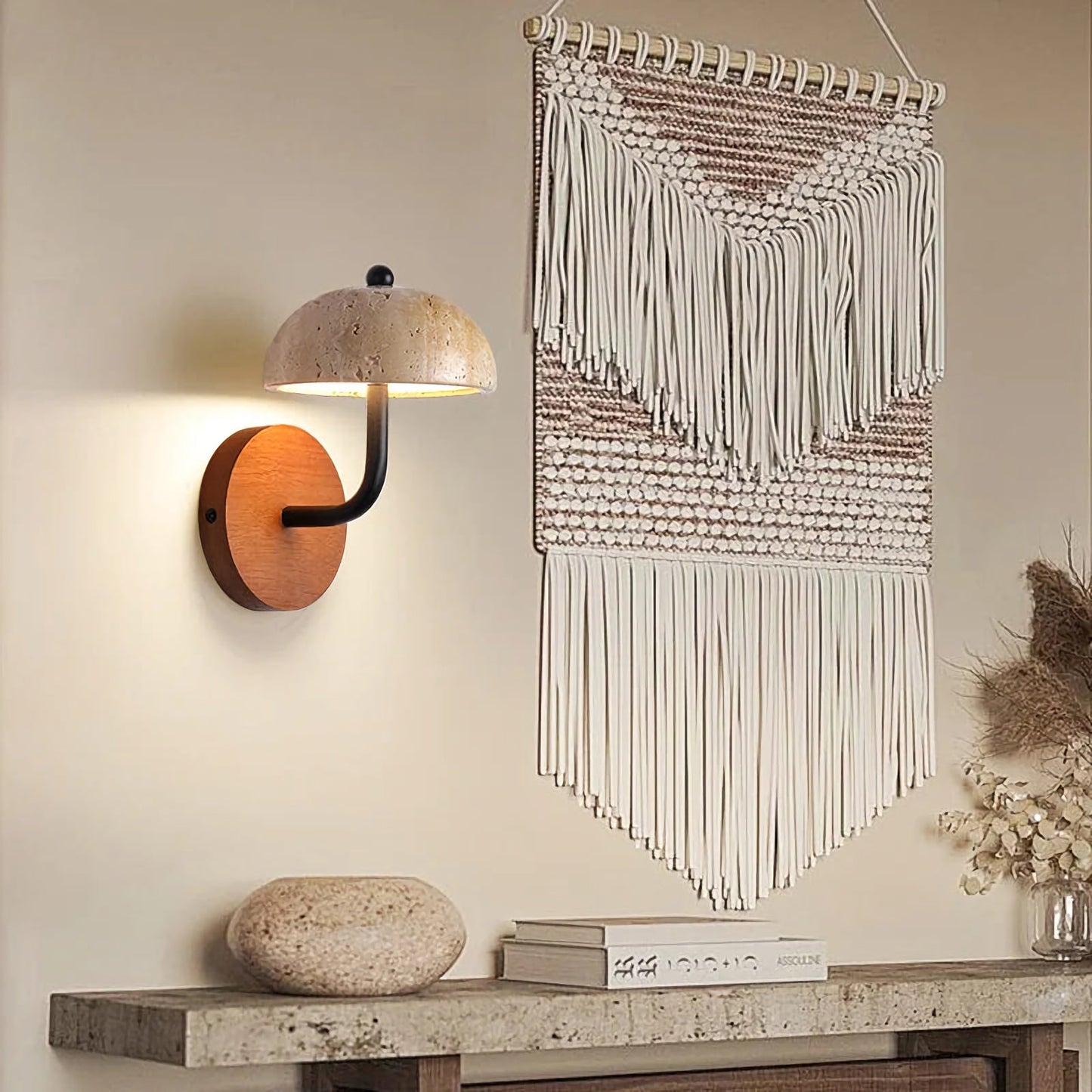 Lámpara de pared de piedra natural en forma de hongo