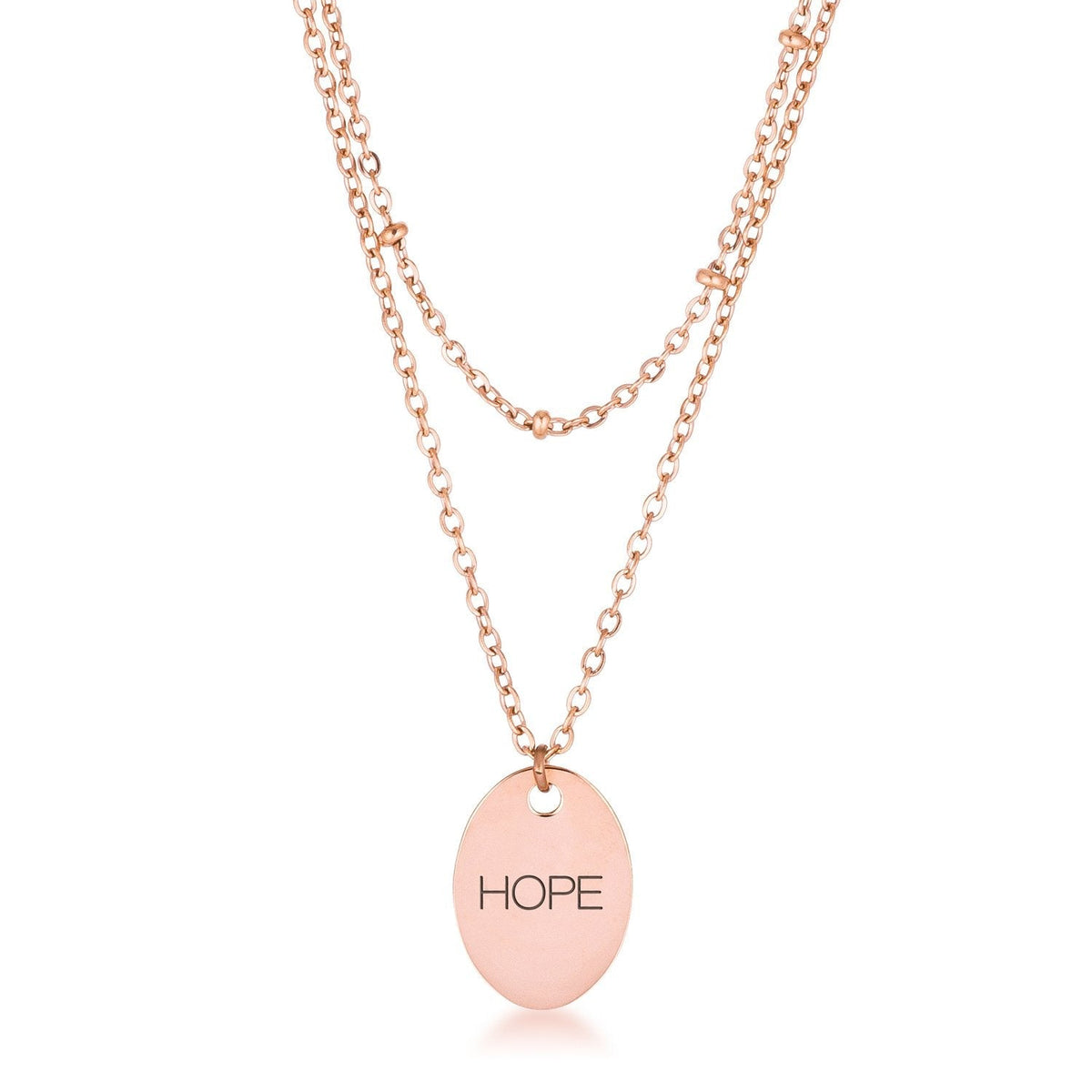 Rose Gold Plated Double Chain "HOPE' Necklace