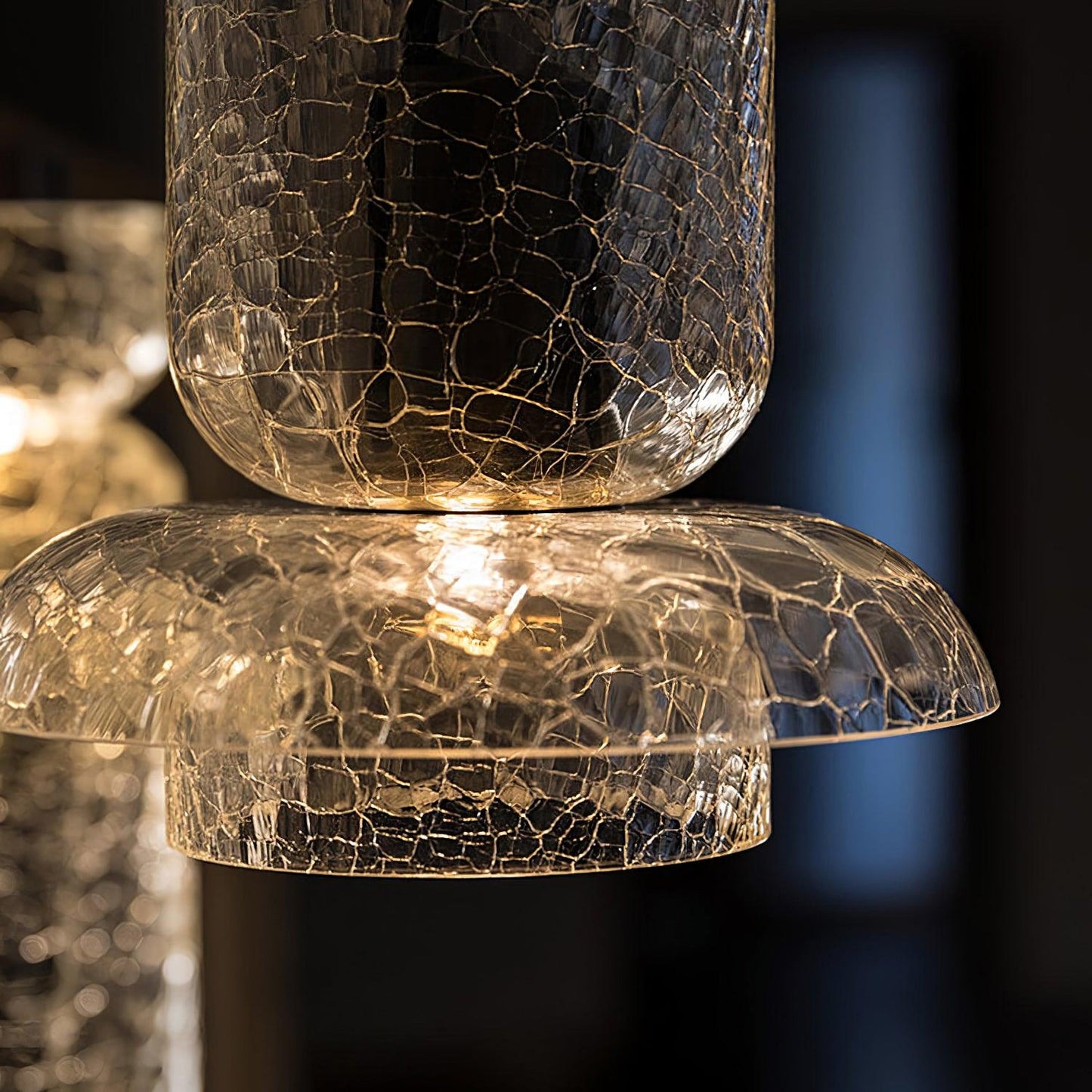 Lámpara Colgante Nórdica de Cristal Craquelado Dorado