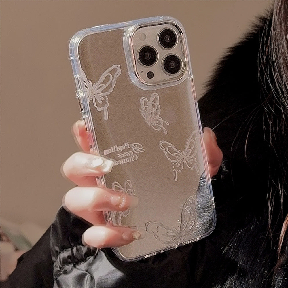 La superficie de espejo es adecuada para la funda de móvil Apple 15 Pro, el iPhone 16 avanzado de mariposa, el 13 a prueba de caídas y la cadena del 11 y 17.