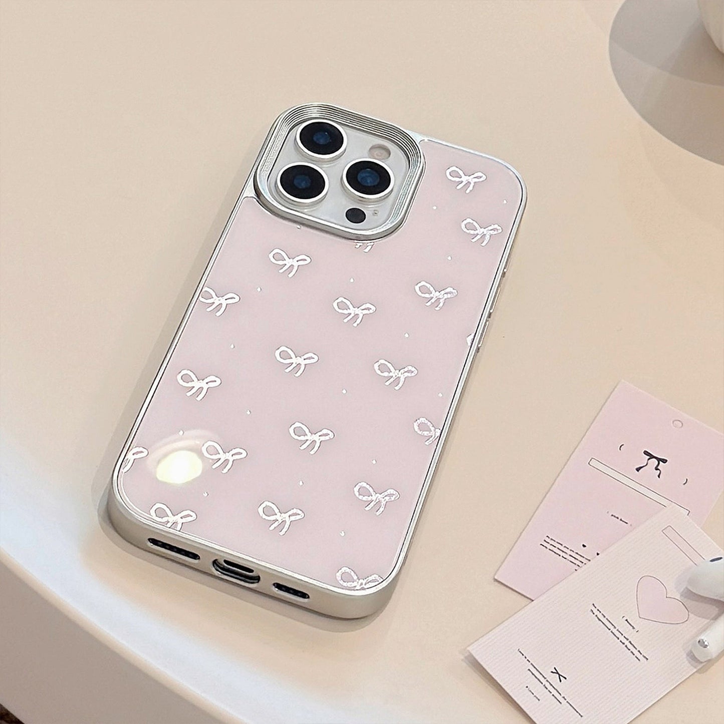 Gilt ins bow apple 16 mobile phone case for iPhone15 anti-drop 17pro max glass 14 sweet