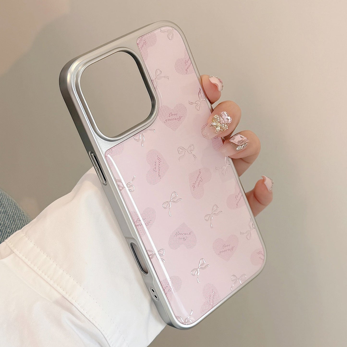 Funda de móvil Gilt Apple 16promax iphone17 lazo de amor 14/13 galvanizado compatible con Huawei P70