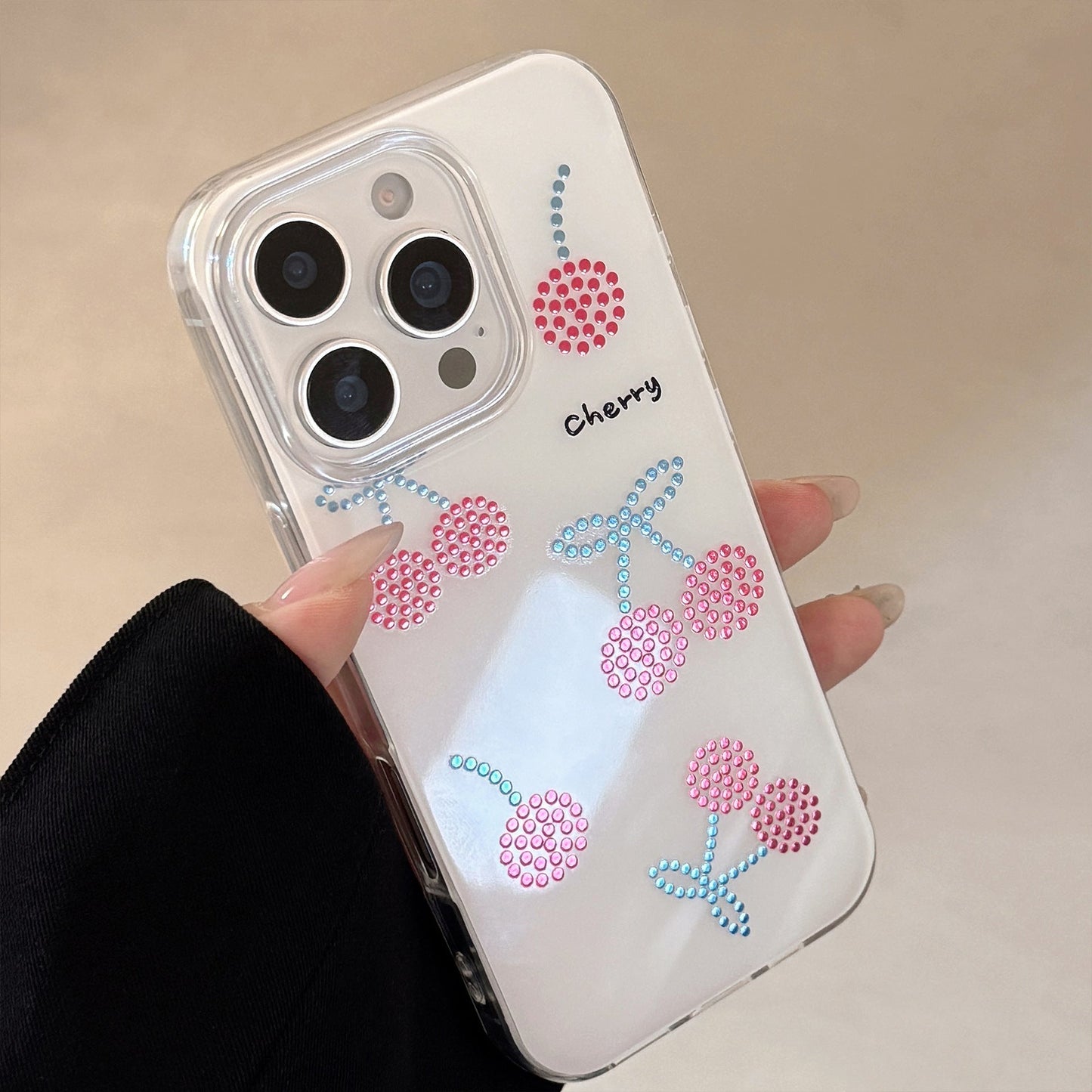Funda de teléfono móvil Cherry Ruby dorada adecuada para iPhone 13, 14, 16, 17Promax, dura, de primera calidad, de 12ª generación de Apple